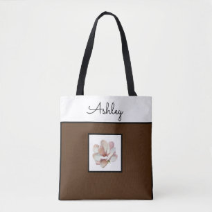 Monogrammed brown tote bag