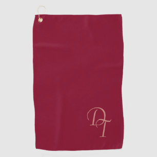 Monogrammed - burgundy colour golf towel