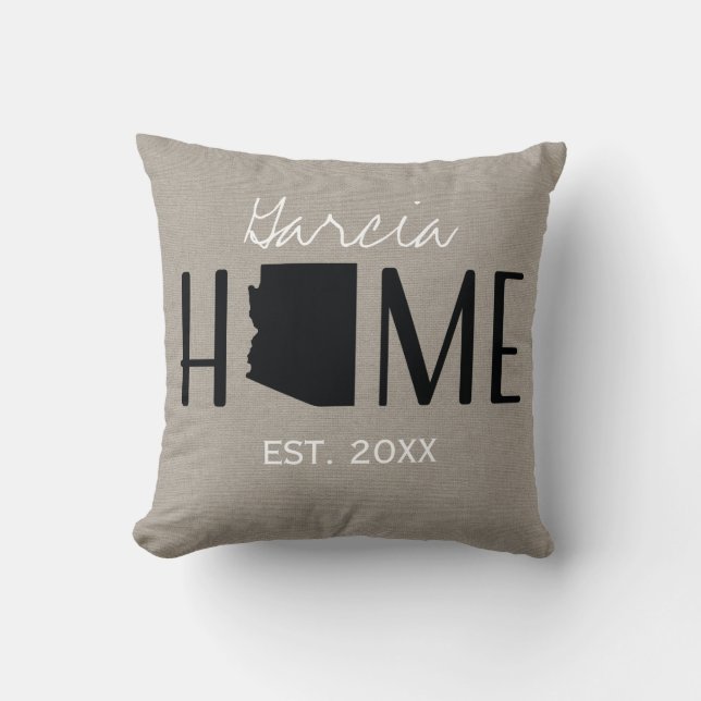 Monogrammed Burlap Home State Arizona | Cushion (Front)