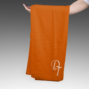 Monogrammed - burnt orange bath towel set