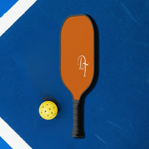 Monogrammed - burnt orange pickleball paddle
