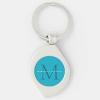 Monogrammed Calligraphy Azure Blue Modern Plain