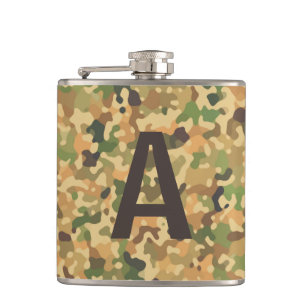 Monogrammed Camo Fall Colours Hip Flask
