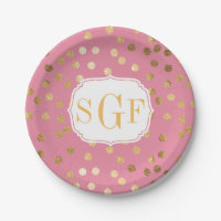 Monogrammed Candy Pink and Gold Glitter City Dots