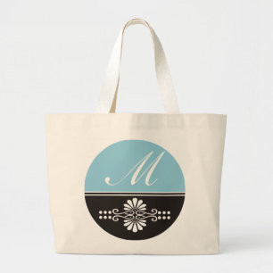 Monogrammed Canvas Tote Bags:Blue & Black