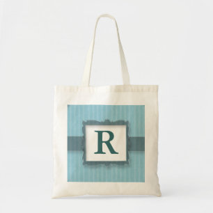Monogrammed Canvas Tote Bags:Blue Stripes Bag