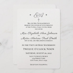 Monogrammed Catholic Wedding Invitation