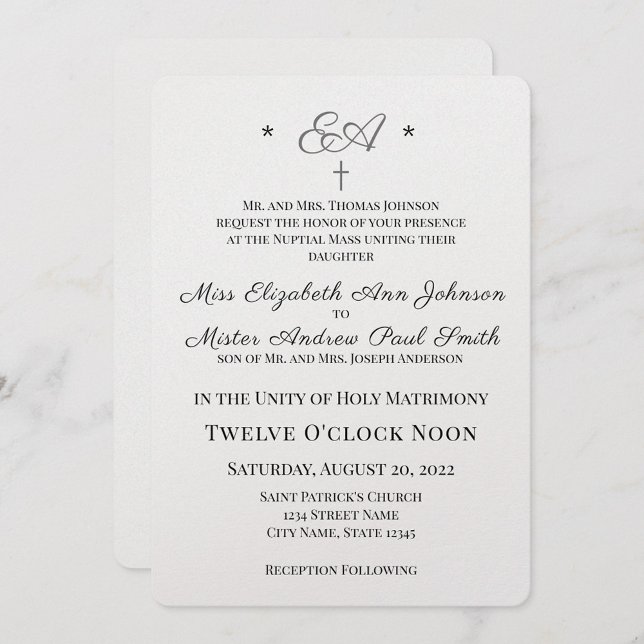 Monogrammed Catholic Wedding Invitation (Creator Uploaded)