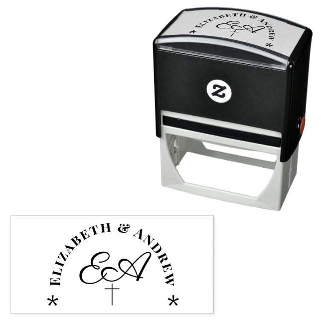 Monogrammed Catholic Wedding Self-inking Stamp (In Situ)