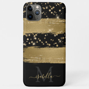 Monogrammed Cell Phone Case Black Gold