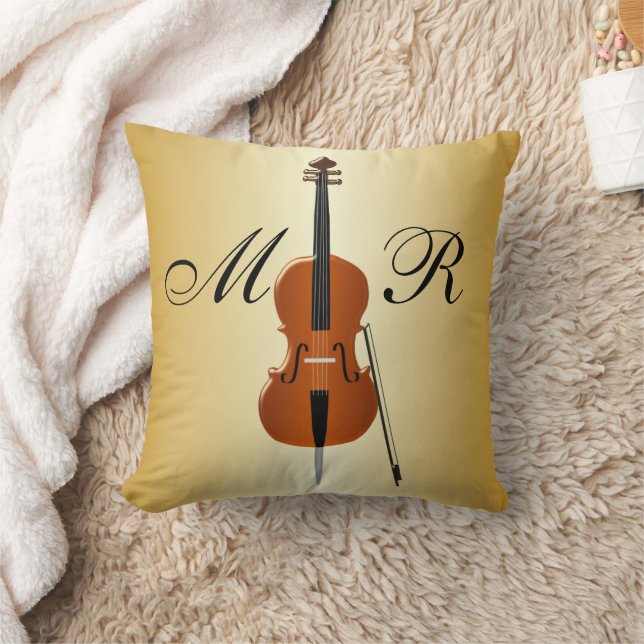 Monogrammed Cello Design Cushion (Blanket)