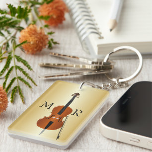Monogrammed Cello Design Key Ring