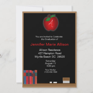 Monogrammed Chalkboard Teacher Graduation  Invite