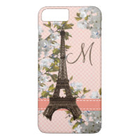 Monogrammed Cherry Blossom Eiffel Tower
