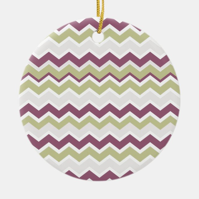 Monogrammed Chevron Brick Ceramic Tree Decoration (Front)