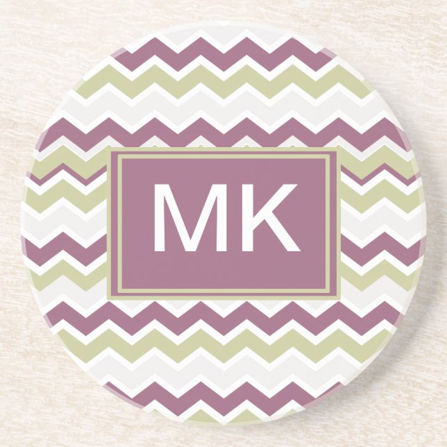 Monogrammed Chevron Brick Coaster (Front)