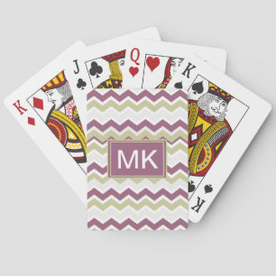 Monogrammed Chevron Brick Playing Cards