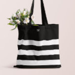 Monogrammed | Chic Stripes Tote Bag<br><div class="desc">Stylish striped tote bag that can be personalised with an initial.</div>