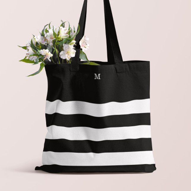 Monogrammed | Chic Stripes Tote Bag (Creator Uploaded)