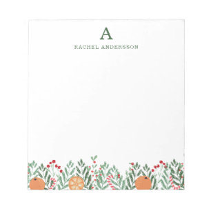 Monogrammed Christmas Flowers Notepad