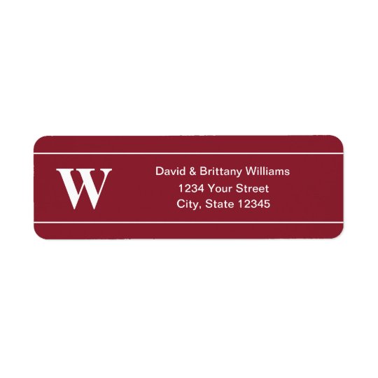 Monogrammed Christmas Holiday Return Address Label