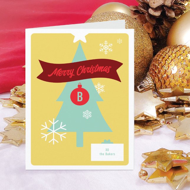 Monogrammed Christmas Icons Folded Christmas Card (Creator Uploaded)