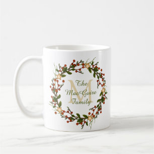 Monogrammed Christmas Mug Wreath Initial