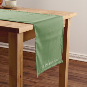 Monogrammed Christmas Pastel Green Short Table Runner