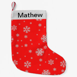 Monogrammed Christmas red pattern snowflakes cute Small Christmas Stocking