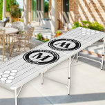 Monogrammed Circle Pyramid White Washed Wood Beer Pong Table<br><div class="desc">Monogrammed Beer Pong Table which you can personalise. This white washed wood look regulation size table has white circle pyramids at each end, to use as cup placement guides. The logo badge style monogram can be customised with your business or family name, year established and your initials. You can have...</div>