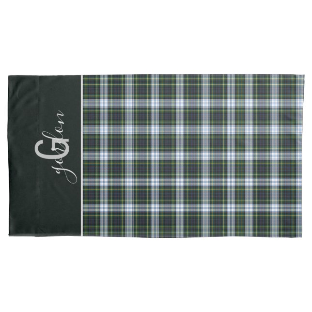 Monogrammed Clan Gordon Dress Tartan Plaid Pattern Pillowcase (Front)
