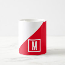 Monogrammed classic red & white colour block