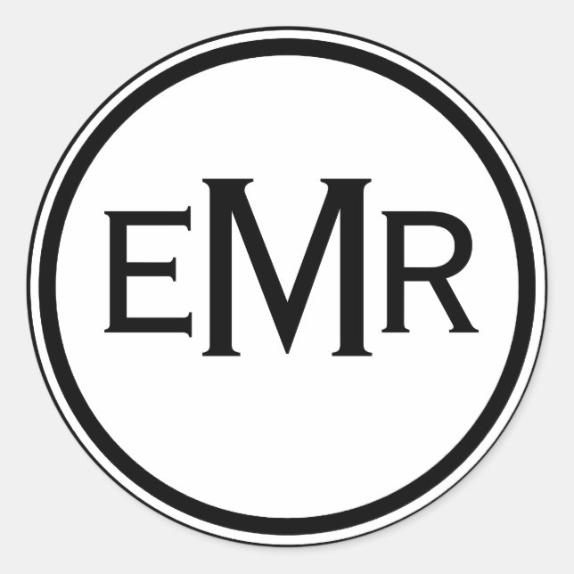 Monogrammed Classic Round Sticker (Front)