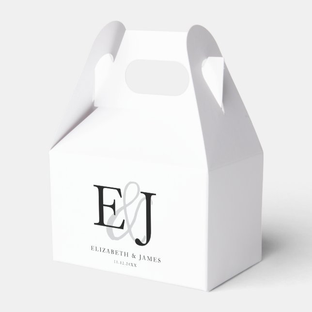 Monogrammed Classic White Elegant Wedding  Favour Box (Front Side)