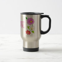 Monogrammed Coffee Travel Mugs Hawaiian Flowers