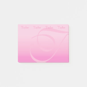 Monogrammed Colour Block Pretty Pastel Pink Post-it Notes