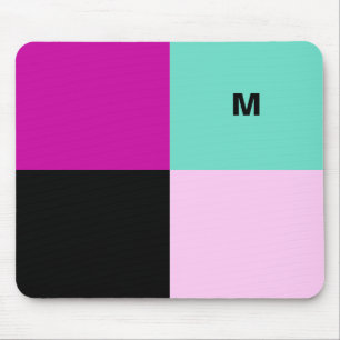 Monogrammed Colour Block Stylish Abstract Geometri Mouse Mat