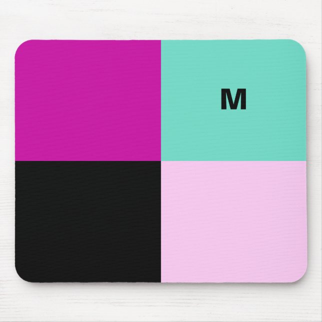 Monogrammed Colour Block Stylish Abstract Geometri Mouse Mat (Front)
