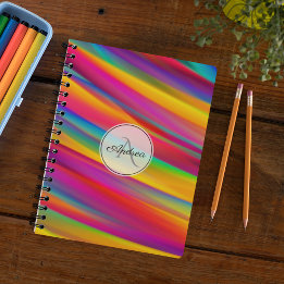 Monogrammed Colourful Gradient Abstract Art Notebook