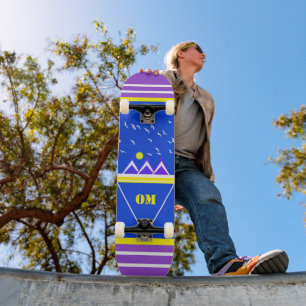 Monogrammed Colourful Mountain Logo Skateboard