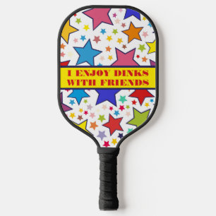 Monogrammed Colourful Stars, Dinks With Friends Pickleball Paddle