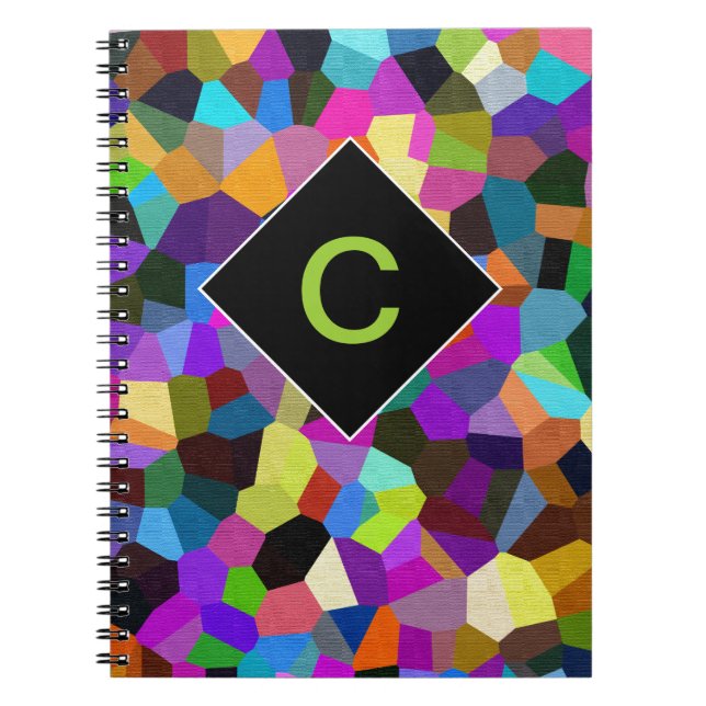 Monogrammed Confetti in Jewel Tones Notebook (Front)