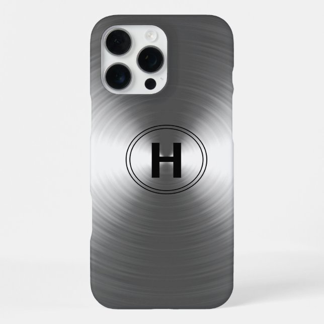 Monogrammed Contemporary Silver Radiant Pattern iPhone Case (Back)