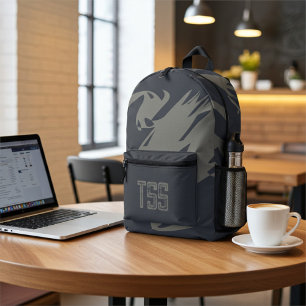 Monogrammed Cool Abstract Distressed Gravel Grey Printed Backpack