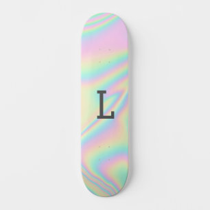 Monogrammed Cool Girly Modern Rainbow Skateboard