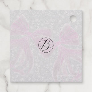 Monogrammed Coquette pink bows foil Favour Tag