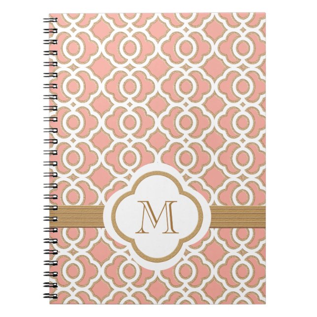 Monogrammed Coral and Gold Moroccan Notebook (Front)