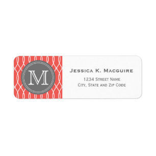 Monogrammed Coral Modern Lattice Pattern