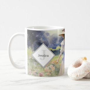 Monogrammed Country Cottage Vintage Watercolor Coffee Mug