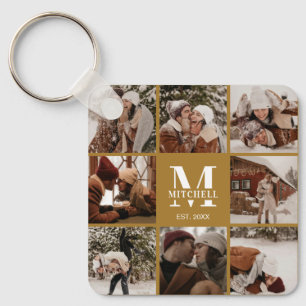 Monogrammed Couple Photo Collage   Monogram Gift Key Ring